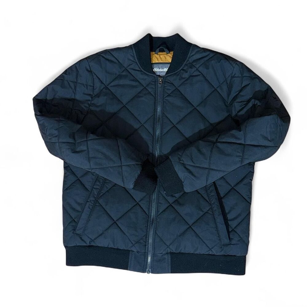 Eddie Bauer Men's 1936 Skyliner Down Bomber Jacket Black Size L Quilted